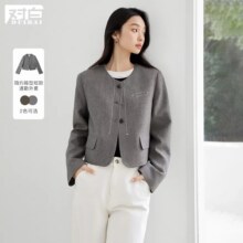 对白 2025春装法式圆领女式短款外套99元（有首单礼金，超V会员价格更低）