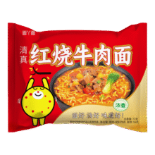 吃欢天红烧牛肉面袋装红烧牛肉面5包3.27元