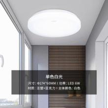 雷士（NVC）阳台灯卧室灯吸顶灯灯具灯饰厨房灯LED照明灯现代简约灯饰卫生间 6W 极简单白光（直径17.5cm）21元