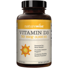 naturewise阳光瓶2000iu活性25羟基维生素D3成人孕妇软胶囊vd3补钙美国进口 （1瓶装）2000iu成人/孕期/青少年，360粒198元 (券后省20)