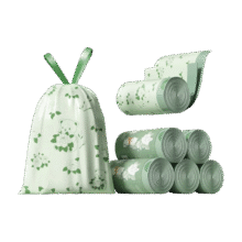 山茶花免撕垃圾袋家用加厚手提式抽绳味自动收口塑料袋家用45*45 山茶花小熊免撕-20只1.55元/件包邮（买一送一实付3.1元）