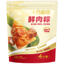 PLUS会员:十月稻田 鲜肉粽子 100g*4只*5件28.8元（合5.76元/件）