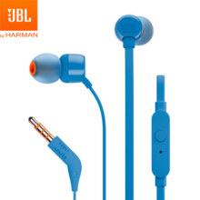 JBL T110有线耳机立体声入耳式耳麦  电脑游戏运动耳机 适用于3.5mm接口带麦可通话 蓝79元 (月销1000+)