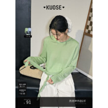 阔色（kuose）白色不对称设计感长袖T恤女2025春夏季新款内搭打底薄上衣秋91元、包邮