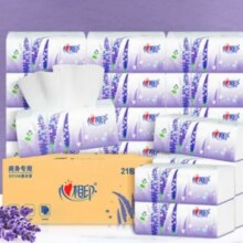心相印 薰衣草系列抽纸 3层*100抽*21包*4件79.6元包邮（需领券，合19.9元/件）