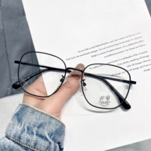 Erilles 新款金属方框眼镜 韩系潮素颜防蓝光眼镜可配度数平光眼镜架 黑金框 167非球面镜片189元 (券后省10)