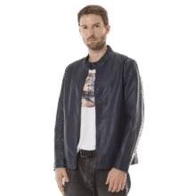Luxury Lane旗下BGSD夹克男秋季新款立领皮夹克外套 深蓝色 L(175-92A)159元