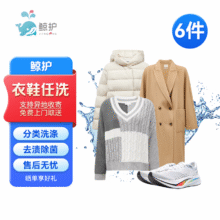 【衣鞋任洗】 鲸护洗衣  京东洗衣服务 羽绒服不限长短水洗干洗上门取送 衣鞋任洗6件89元（需领券，任洗6件衣服）