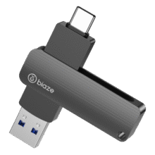 毕亚兹 128GB Type-C USB3.2 U盘 灰色 读速150MB/s 手机电脑 双接口U盘办公商务优盘 UP-0556.9元