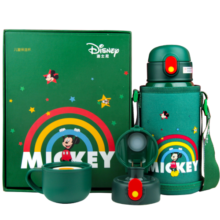 迪士尼（Disney）三盖316儿童保温水杯开学礼盒小学生直饮吸管水壶600ML米奇带杯套112.5元 (券后省0.9)