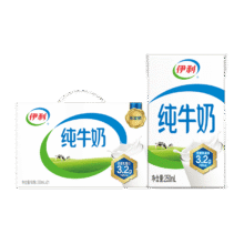 PLUS会员：伊利 全脂 纯牛奶 3.2g蛋白质盒装 250ml 21盒37.53元