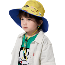 kocotree儿童防晒帽宝宝帽子遮阳夏季薄款男童女童渔夫盆帽大帽檐春秋 黄色恐龙 L：54-56cm，建议年龄8岁以上47.6元