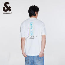 杰克琼斯 杰克·琼斯（JACK&JONES）夏季男装撞色斜纹半袖上衣直筒版圆领短袖T恤 白色22420120954元