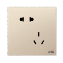 ABB开关插座面板 盈致系列金色  无边框 86型电源 斜五孔插座