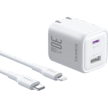 罗马仕苹果充电器30W氮化镓快充套装兼容PD20W适用iPhone11/12/13/14promax数据线Type-C手机ipad快充头59元 (月销4000+)