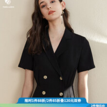 范思蓝恩正式气质通勤连衣裙女夏季收腰显瘦面试西装裙 黑色 M299元