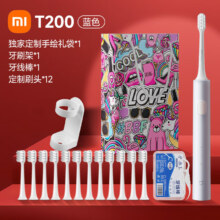 小米（MI）电动牙刷成人T200米家声波全自动软毛男女款礼物情侣套装 蓝+12支刷头+挂架+牙线棒+袋207元（需领券）