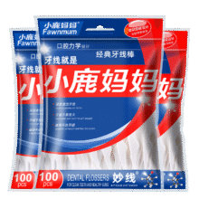 小鹿妈妈 牙线棒 100支/袋*3袋 拍3件35.8元(合11.93元/件)