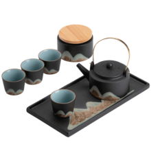苏氏陶瓷（SUSHI CERAMICS）手绘彩画茶具提梁茶壶配精美干泡茶盘小茶叶罐7件功夫茶具套装219元