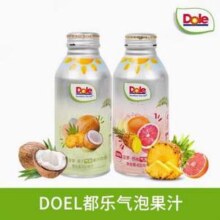 Dole 都乐 0蔗糖菠萝椰子/菠萝西柚气泡果汁铝瓶装 400ml*5瓶39.9元包邮（8元/瓶）