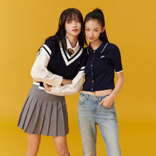 Gap 女装 纯棉撞色学院风针织衫53.14元