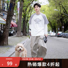 Gap 男女装夏季撞色插肩袖logo圆领短袖T恤宽松上衣463174 白色 2XL (185/104A)亚洲尺码券后56.14元