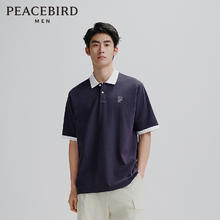 太平鸟 男装POLO衫休闲夏刺绣polo衫休闲 紫色 2XL 紫色（宽松）蓝816.98元（需买2件，需用券）