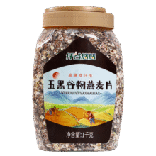 仟谷悠悠 五黑谷物燕麦片1000g*1桶（无糖/无添加/免煮即食）10.75元包邮