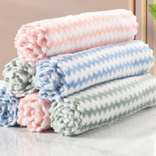 家用抹布 加厚珊瑚绒抹布 条纹 不沾油 洗碗抹布 色随机 20*20cm 3条0.99元包邮