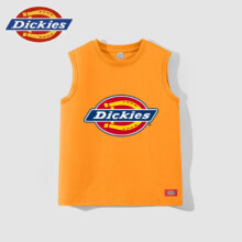 DICKIESDickies童装儿童背心夏季男童纯棉透气夏装小童白色宽松百搭上衣 橙/DK红蓝标小 110 【推荐体重30-37斤】34.9元（需领券）