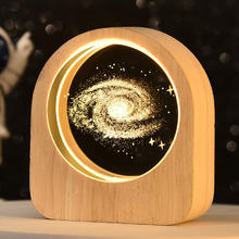 创之意 星系木质发光底座水晶球小夜灯 小本钟 银河系券后19.8元