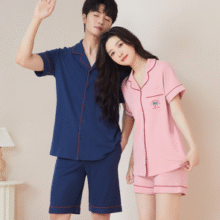 柔软舒适透气！Hodohome 红豆居家 男女款纯棉短袖家居服睡衣套装￥39.80 4.4折