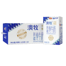 澳牧环球甄选新疆高端全脂纯牛奶学生早餐MINI奶125克x20盒54.9元