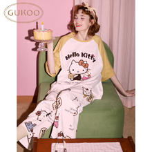 果壳 睡衣女夏季HelloKitty联名可爱卡通印花新款女士家居服套装B HelloKitty圆领套装 L89.5元