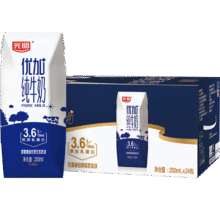 光明优加纯牛奶200ml*24盒钻石装3.6g原生乳蛋白营养早餐奶家庭分享装52.76元