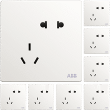 ABB开关插座面板 10A错位斜五孔插座八只装 轩致系列 白色 AF205*8179元