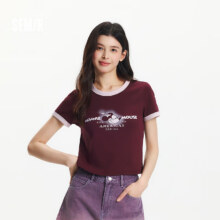 Plus会员：森马（Semir）迪士尼合作系列短袖T恤女短款图案修身2025夏季撞色10932510003538.13元（需领券）