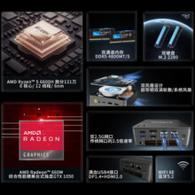 极摩客【60W高性能】GMK M6迷你主机R5-6600H游戏小主机MINI PC游戏电竞台式电脑 准系统1288元 (券后省100)