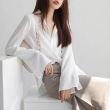 WELKIN & WZWJ 高级感气质女式衬衫纯色百搭通勤上衣外搭休闲长袖衬衣99元