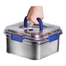 不锈钢保鲜盒加厚带盖收纳盒饭盒 天蓝色 单件装 2500ml4.99元（需领券）