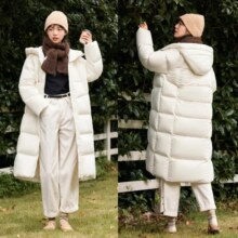森马 陈都灵同款 冬季女长款90白鸭绒羽绒服 白色119元包邮