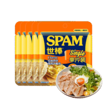 世棒（SPAM） 单片午餐肉独立包装猪鸡肉火腿休闲零食儿童早餐火腿肠烧烤火锅 鸡肉午餐肉5盒 露营桌1露营椅子218.9元