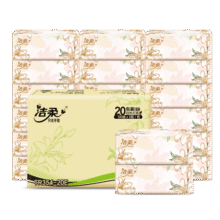洁柔抽纸 繁花系列柔韧3层100抽*20包 面巾纸 纸巾湿水不易破 整箱34.9元 (月销1w+)