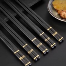 百万爆款-家用合金筷防滑防霉耐高温筷子中式一人一筷高档家庭装 【低价首选】24cm 黑金长城5双0.57元（需领券）
