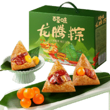 再降价、天降礼金：百草味 龙腾粽礼盒装 130g*6只装14.4元+淘金币1.5元