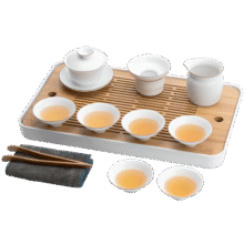 南山先生 哑光脂白茶具套装功夫茶具茶盘白瓷手绘盖碗茶滤公道茶杯套组 脂白茶具茶盘套装288元