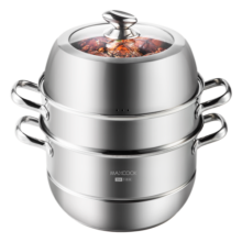美厨（maxcook）蒸锅 304不锈钢34CM三层蒸锅 加厚复底汤锅燃气电磁炉通用 MCZ559163.5元 (月销4000+)
