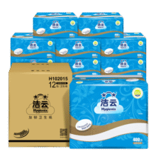洁云卫生纸加韧方包纸400张*12包平板纸厕纸 加厚抽纸巾 全家用整箱62.9元 (月销1w+)