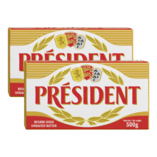 总统（President）法国进口发酵型动脂黄油 淡味 500g*2 早餐 面包 烘焙原料125元 (月销1w+)