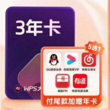 13日20点：WPS 大会员3年 官方正版343元（赠联合年卡5选1）
